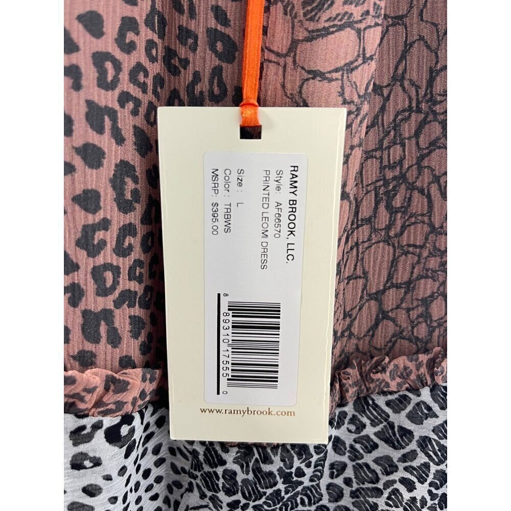 Ramy Brook Leomi Silk SZ L Animal Print Tiered Ruffle Lined Sleeveless Dress NEW - Picture 16 of 16